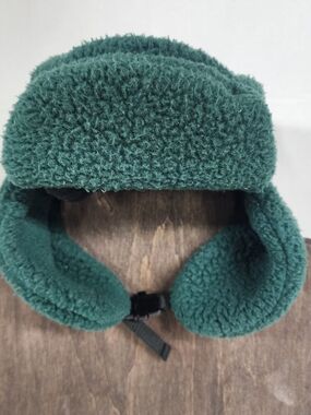 Vintage Lands' End Lined Green Sherpa Trapper Hat with Buckle Unisex S/M